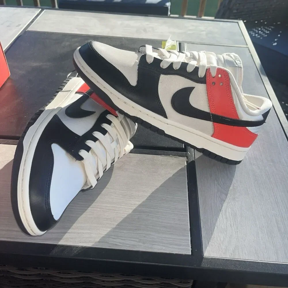 Hq3423-635 Size 7.5 Wmns Men’s 6 Nike Dunk Low Se Bright Crimson Black - Picture 6 of 12